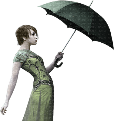 femme au parapluie - png ฟรี