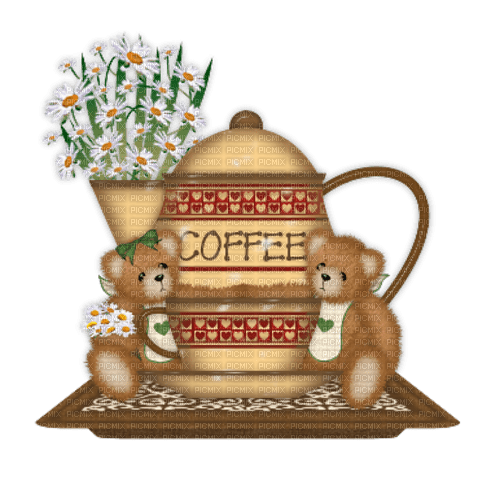 dolceluna  bear coffee brown flowers spring summer - darmowe png