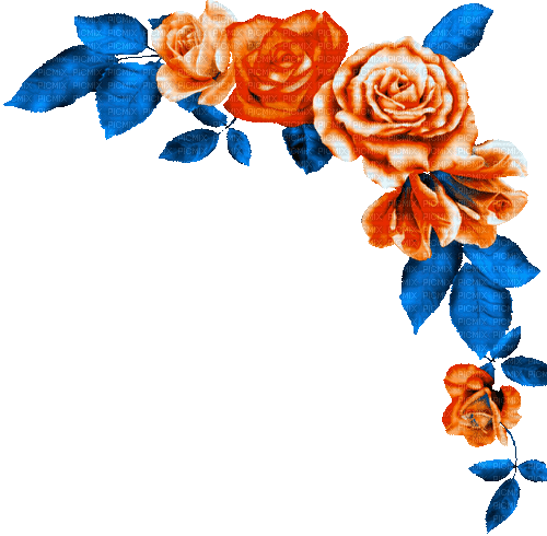 Animated.Roses.Orange.Blue - KittyKatLuv65 - Бесплатный анимированный гифка