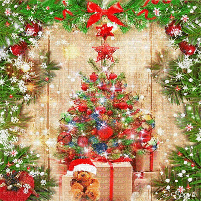 soave background animated christmas tree branch - 免费动画 GIF