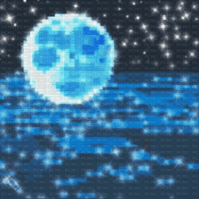 Blue Pixel Moon - Free animated GIF