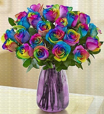 multicolore image encre bon anniversaire color effet fleurs bouquet bleu violet rose  edited by me - Free PNG
