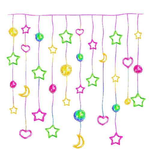 Stars.Moons.Hearts.Balls.Pink.Green.Yellow - Безплатен анимиран GIF