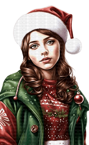 sm3 girl christmas small red green female cute - zdarma png