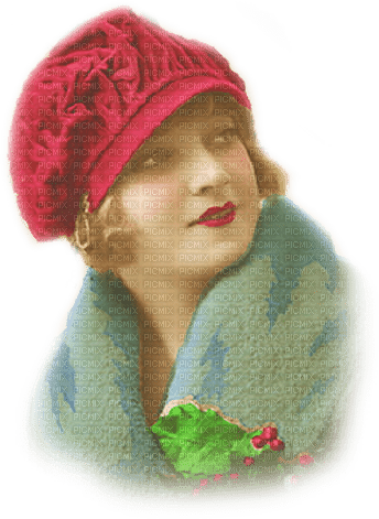 soave woman face vintage christmas  hat winter - Free PNG