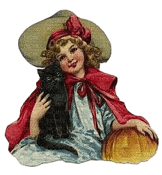 Vintage.Halloween.Cat.Girl.Victoriabea - Free PNG