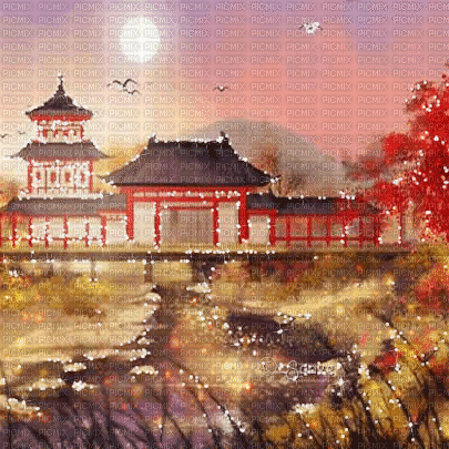 soave background animated oriental autumn - GIF animado grátis