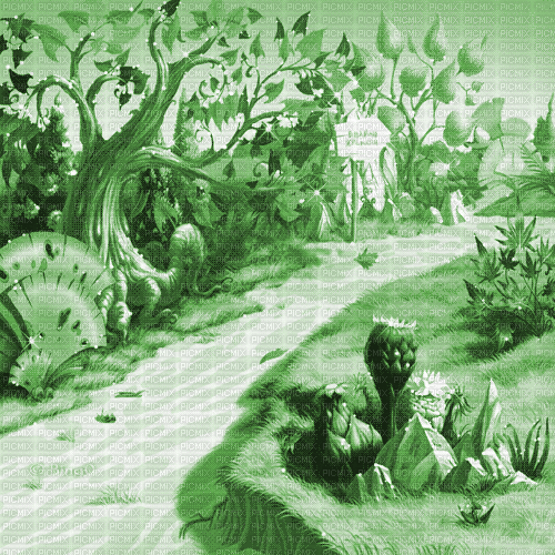 Y.A.M._Cartoons Landscape background green - Gratis animeret GIF