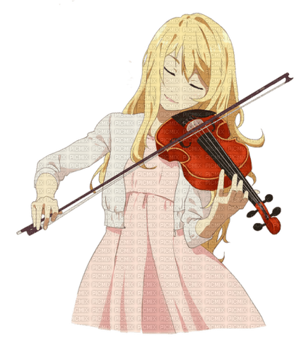Fille manga au violon - png gratis