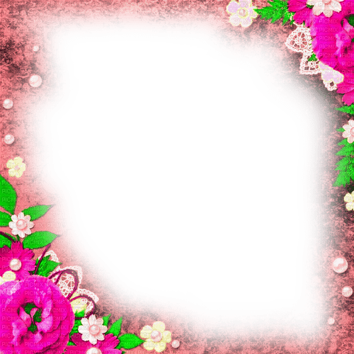 Frame.Pink.Green.White - By KittyKatLuv65 - gratis png