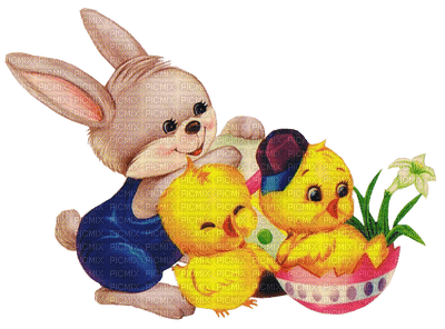 Kaz_Creations Easter Bunny Chicks Deco - PNG gratuit