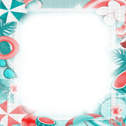 soave frame summer pool tropical flowers fruit - δωρεάν png