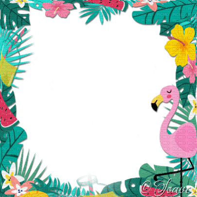 soave frame summer flowers tropical bird leaves - δωρεάν png