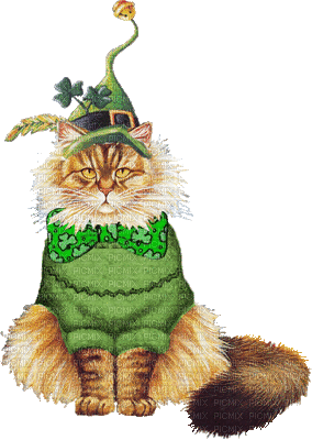 Kaz_Creations Deco St.Patricks Day Cat - Gratis animerad GIF