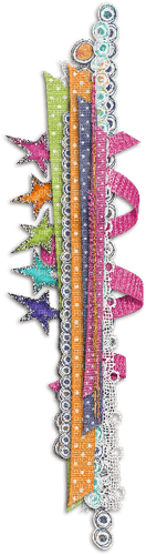 Girlie Paper Pattern Border Ribbons Stars - PNG gratuit