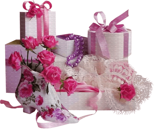 Soulier Cadeaux Blanc Fleur Rose Violet:) :) - gratis png