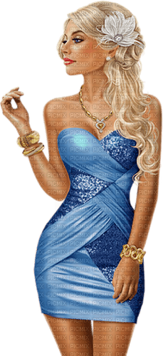 femme bleu - png grátis