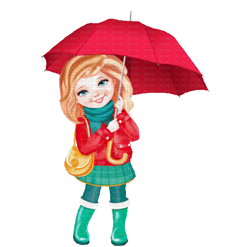 Зонт, осень, ребёнок, Карина - GIF animé gratuit
