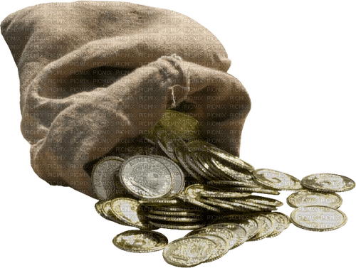 Gold coins.Bag.Money.sac.Victoriabea - PNG gratuit