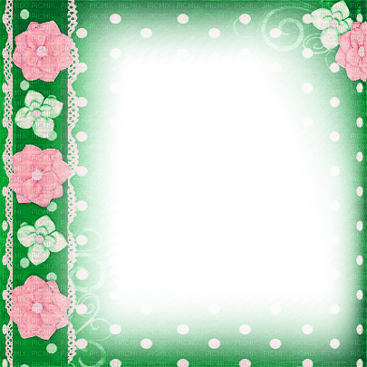 soave frame vintage flowers lace green pink - png ฟรี
