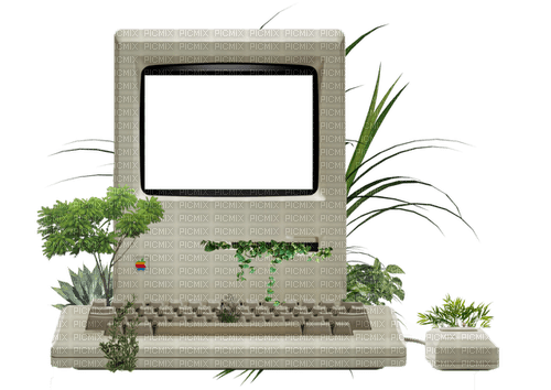 overgrown computer - zdarma png
