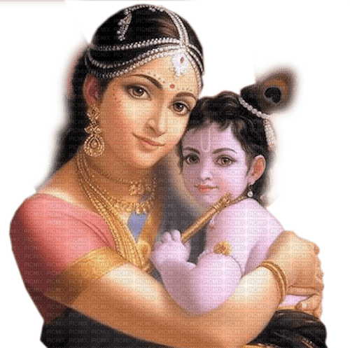 Krishna with mother Yashoda - png ฟรี