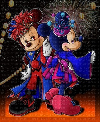 image encre effet néon cirque carnaval bon anniversaire Minnie Mickey Disney  edited by me - бесплатно png