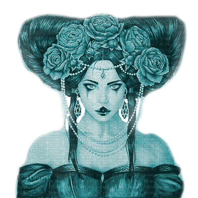 Y.A.M._Gothic Fantasy woman blue - бесплатно png
