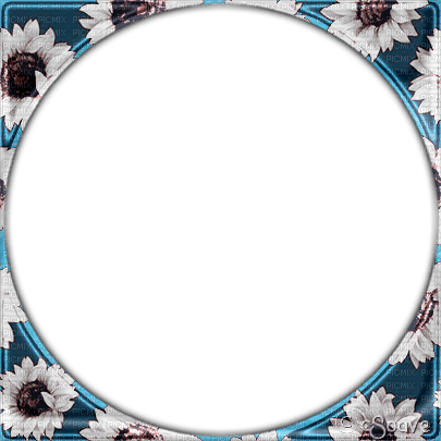 soave frame circle flowers sunflowers blue brown - Free PNG