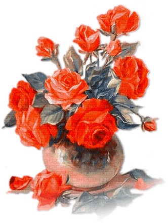 soave deco flowers vintage vase rose blue orange - gratis png
