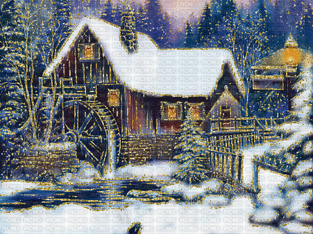 loly33 moulin hiver - Ilmainen animoitu GIF