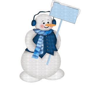 Kaz_Creations Blue Christmas Deco Snowman - zdarma png