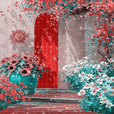 spring summer background vintage garden - GIF animé gratuit