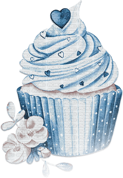 soave deco cup cake flowers blue brown - zdarma png