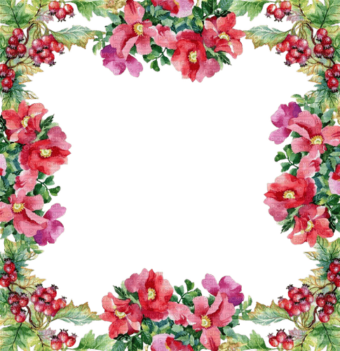spring summer watercolor flowers frame - безплатен png