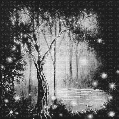 Y.A.M._Fantasy Landscape background black-white - GIF animado grátis