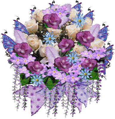 flowers bouquet with glitter - GIF animado grátis