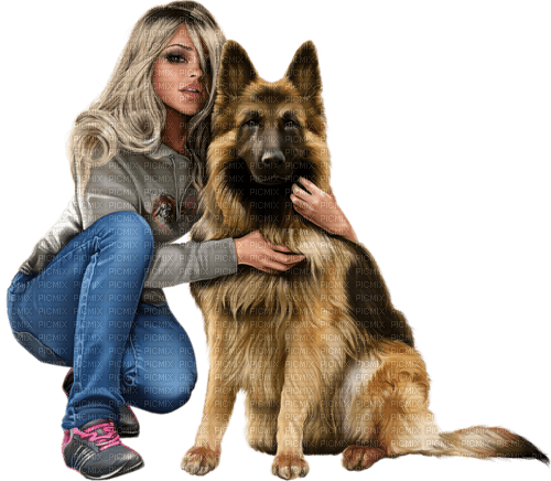 Woman and dog - png gratuito
