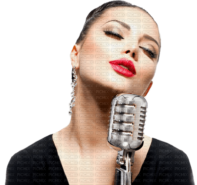 Woman Singer Black Red  Silver Music - Bogusia - PNG gratuit