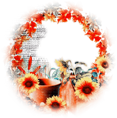 soave deco autumn frame flowers circle leaves - безплатен png