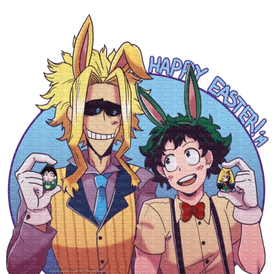 Happy Easter with Allmight and Midoriya - δωρεάν png