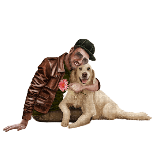 hombre con perro - nemokama png