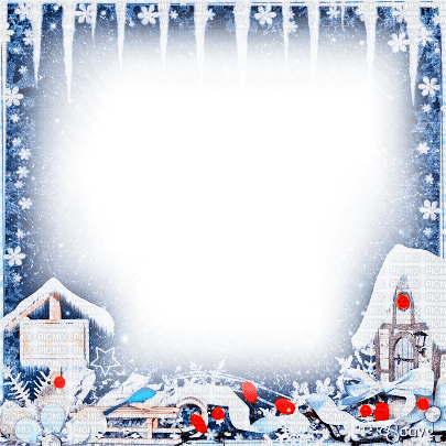 soave frame christmas winter house ice flowers - png gratis