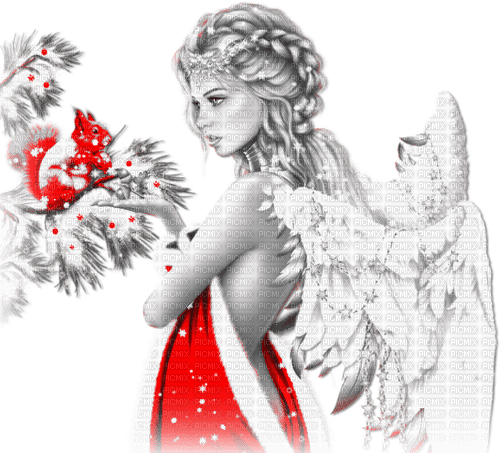 soave woman winter christmas angel fantasy tree - gratis png