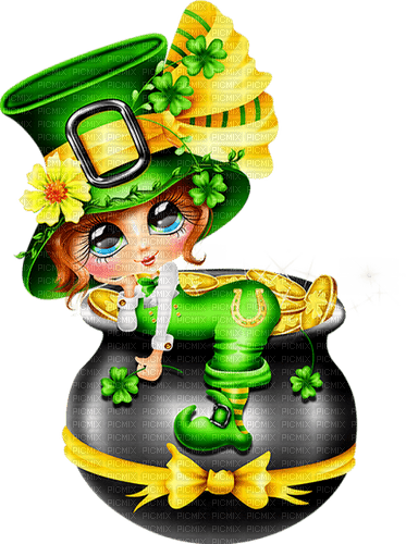Girl.St.Patrick's Day.Green.Yellow.Black - ilmainen png