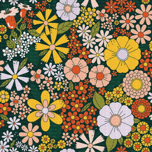 1960s floral pattern - 免费PNG