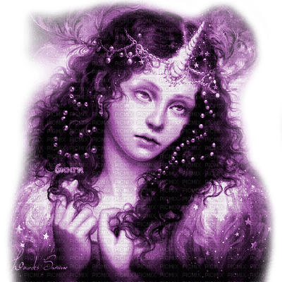Y.A.M._Fantasy woman girl purple - gratis png