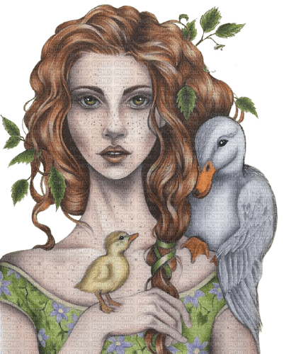 kikkapink woman fantasy bird birds - gratis png