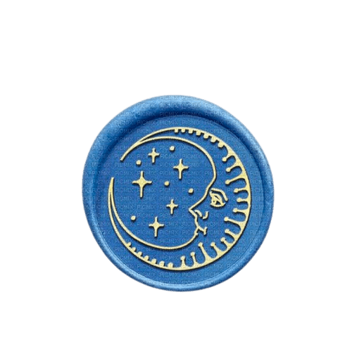 blue and gold moon and stars wax seal - Free PNG