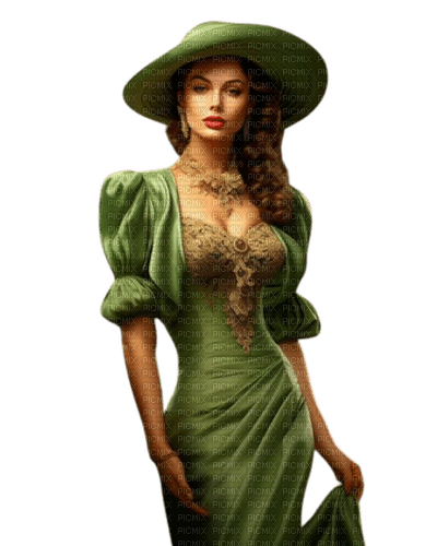 woman in green - zdarma png